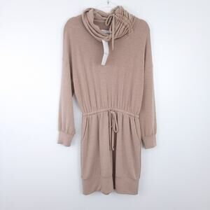 Gilli Dress Brown Fits Size 6, Long Sleeve, Cowl Neck, Gathered Waist, Casual